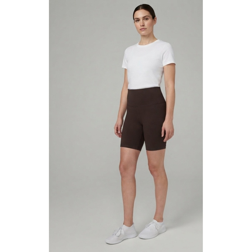 Mondetta Active Short Brown Ribbed High Rise Biker Shorts Pockets XS NWT